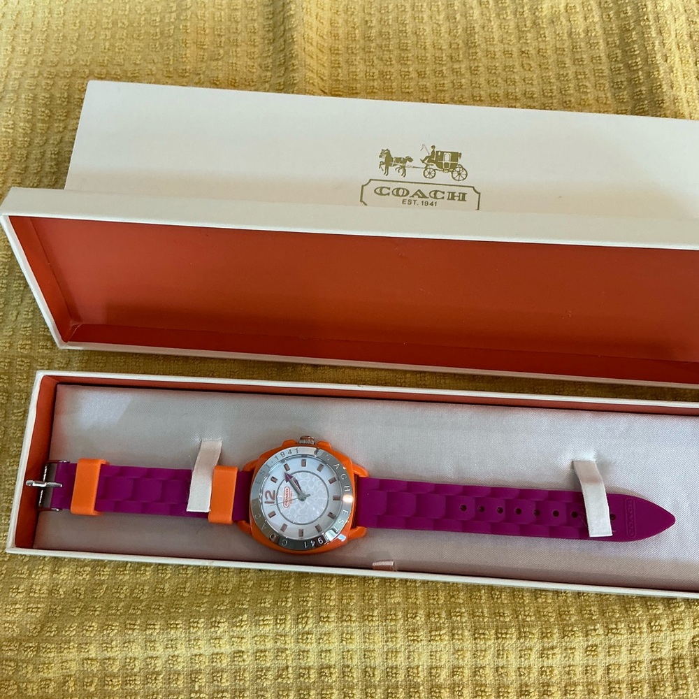 Coach Pink and Orange Watch Silicone Band
